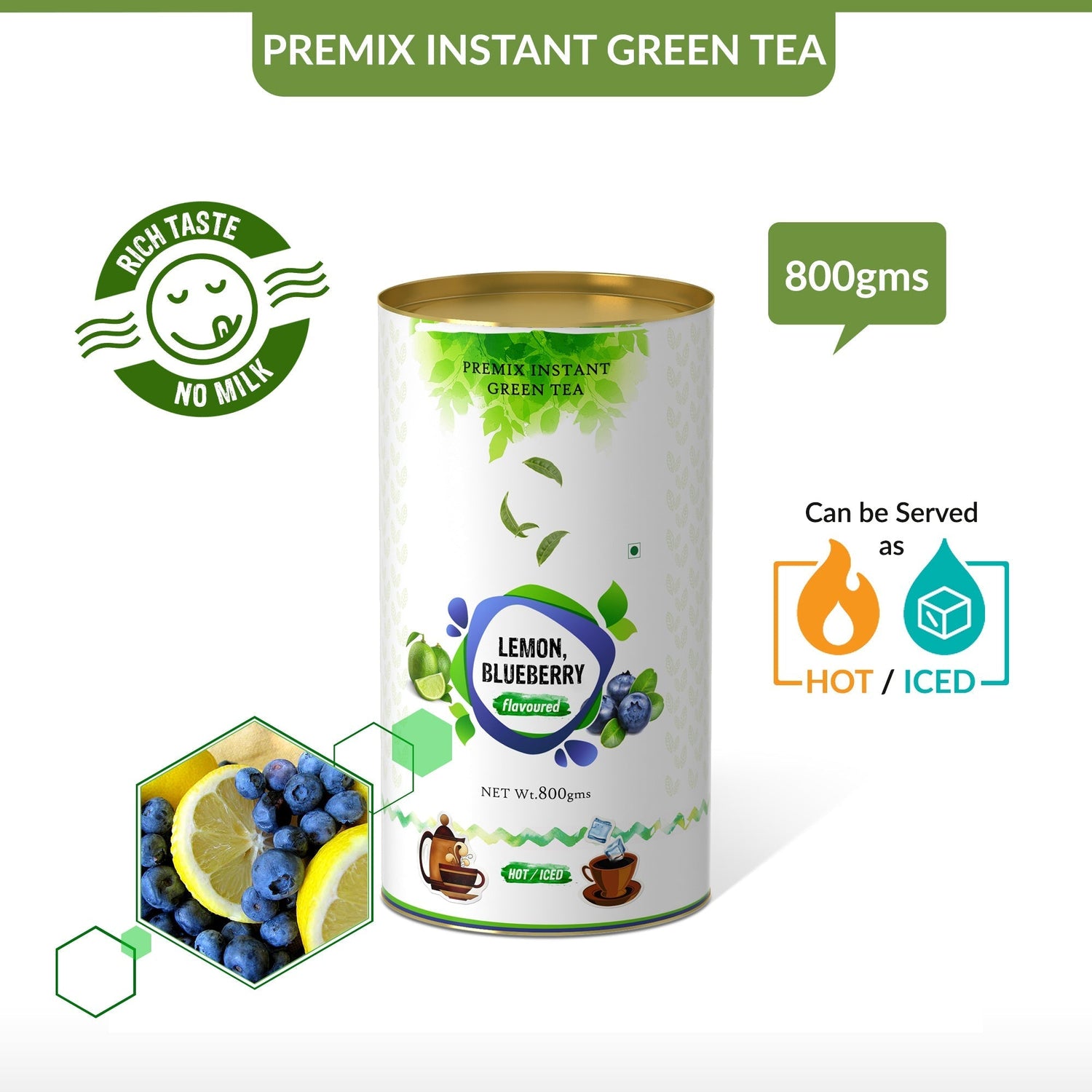 Lemon Blueberry Flavored Instant Green Tea