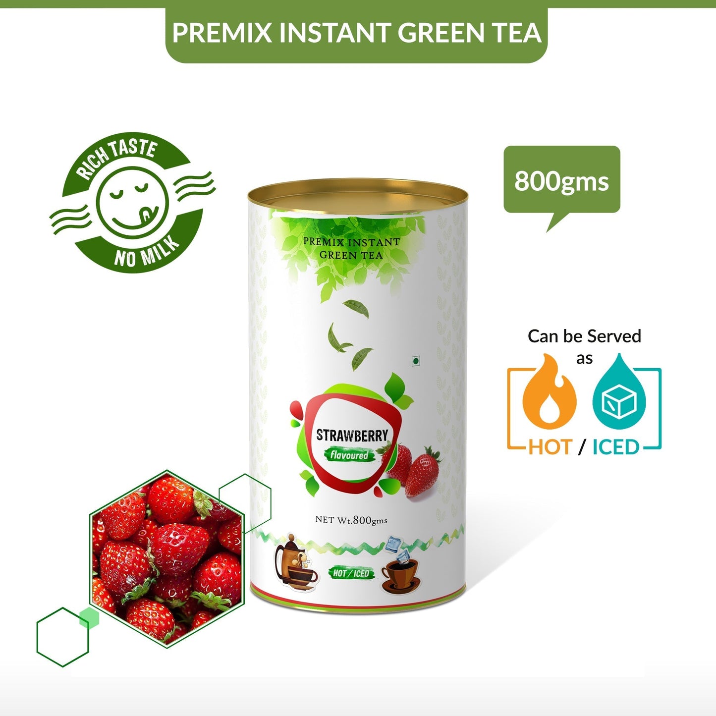 Strawberry Flavored Instant Green Tea