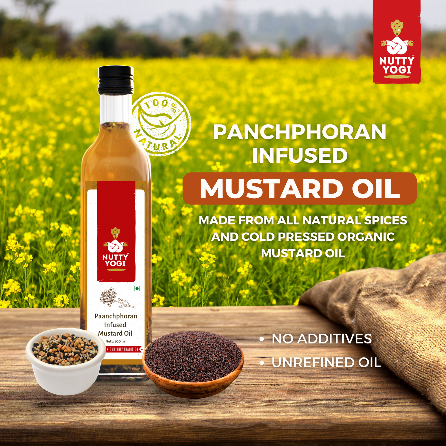 Nutty Yogi Panchphoran Infused Mustard Oil 500ml