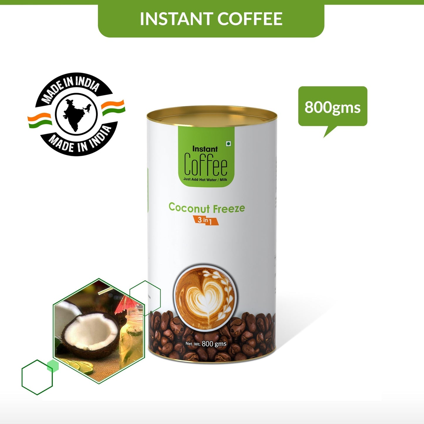 Coconut Freeze Instant Coffee Premix (3 in 1)