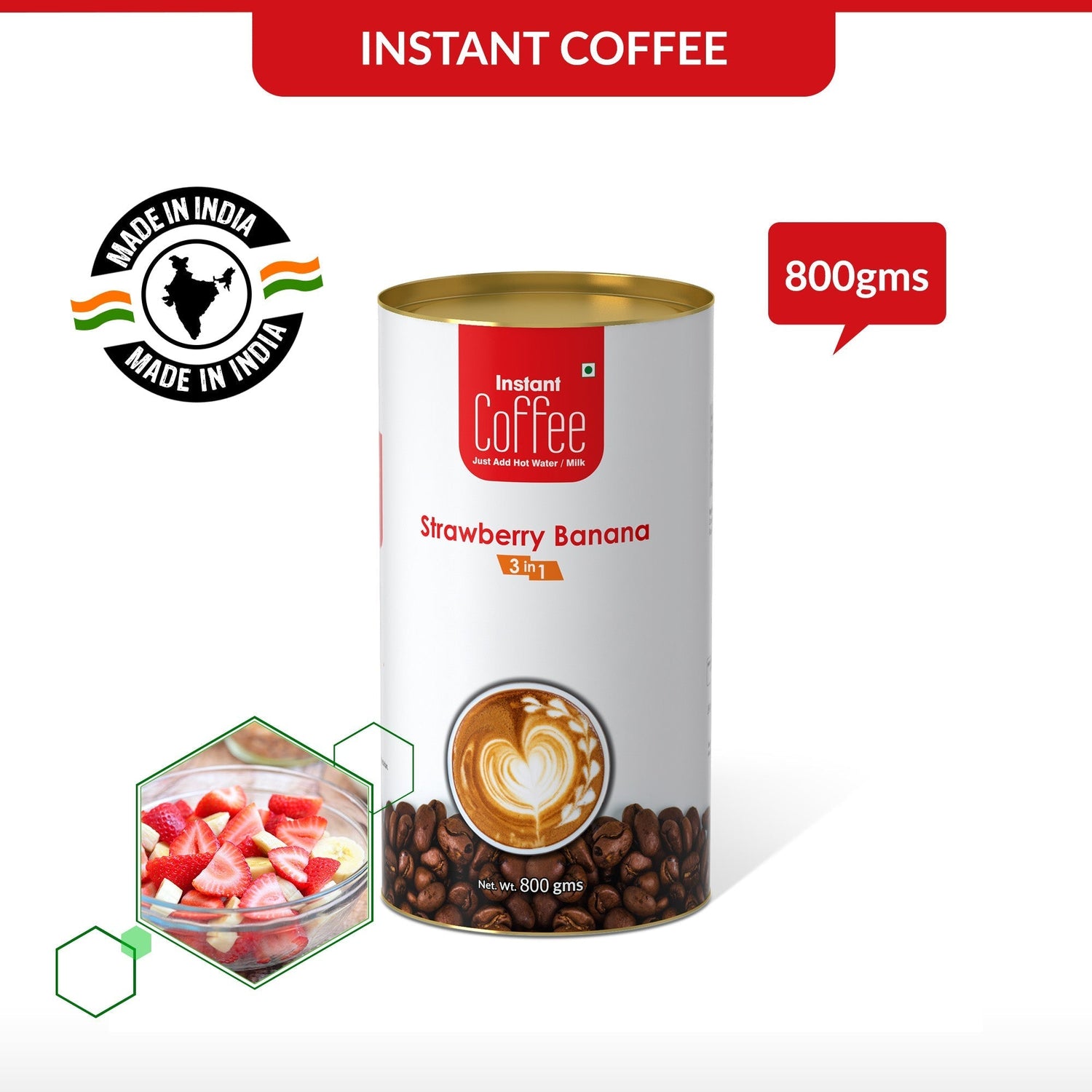 Strawberry Banana Instant Coffee Premix (3 in 1)