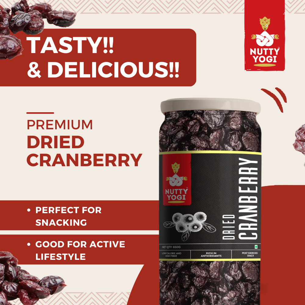 Nutty Yogi Cranberry 650g | Cranberry, Healthy Snack for kids and adults | High Nutrient and Antioxidant