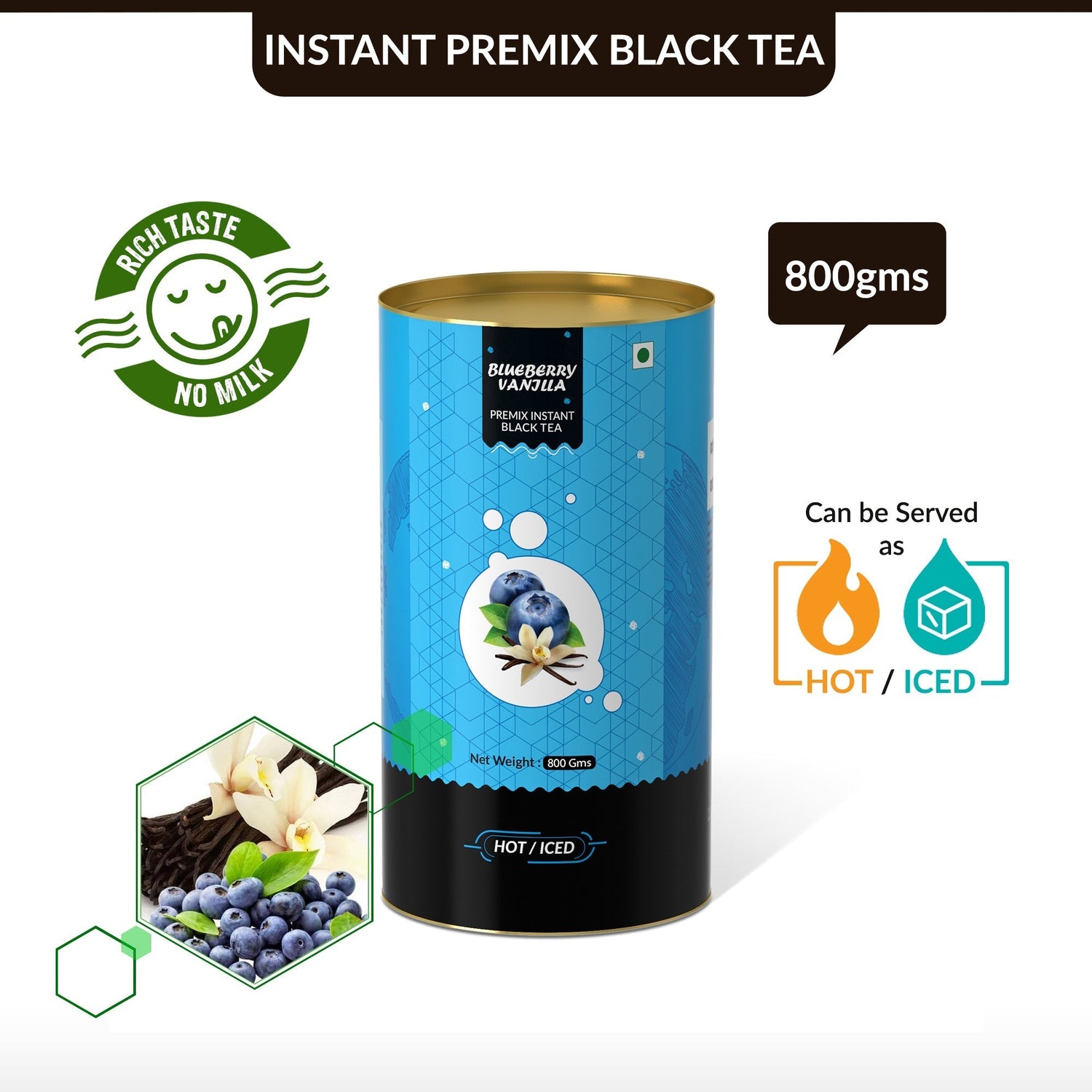 Blueberry Vanilla Flavored Instant Black Tea