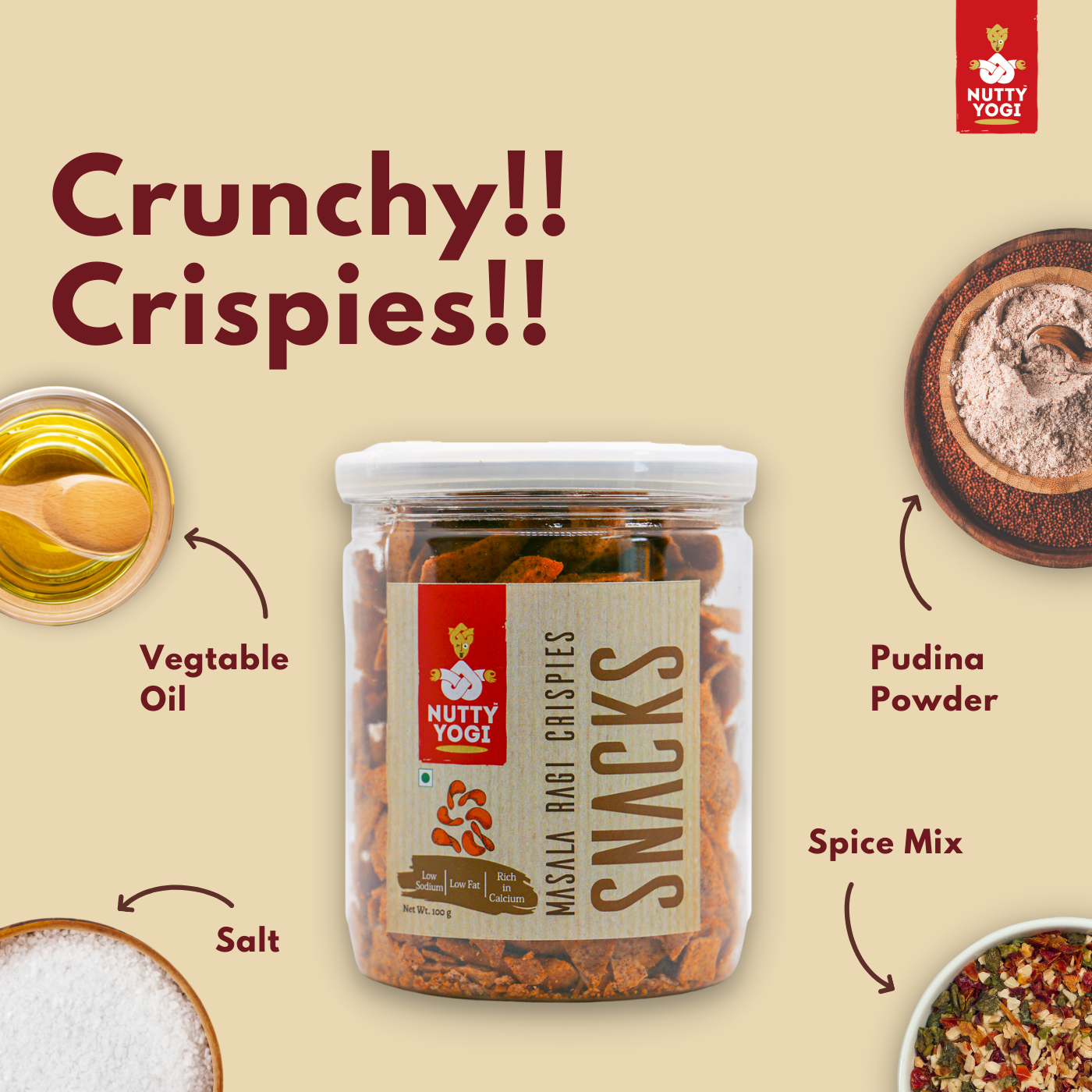 Nutty Yogi Masala Ragi Crispies