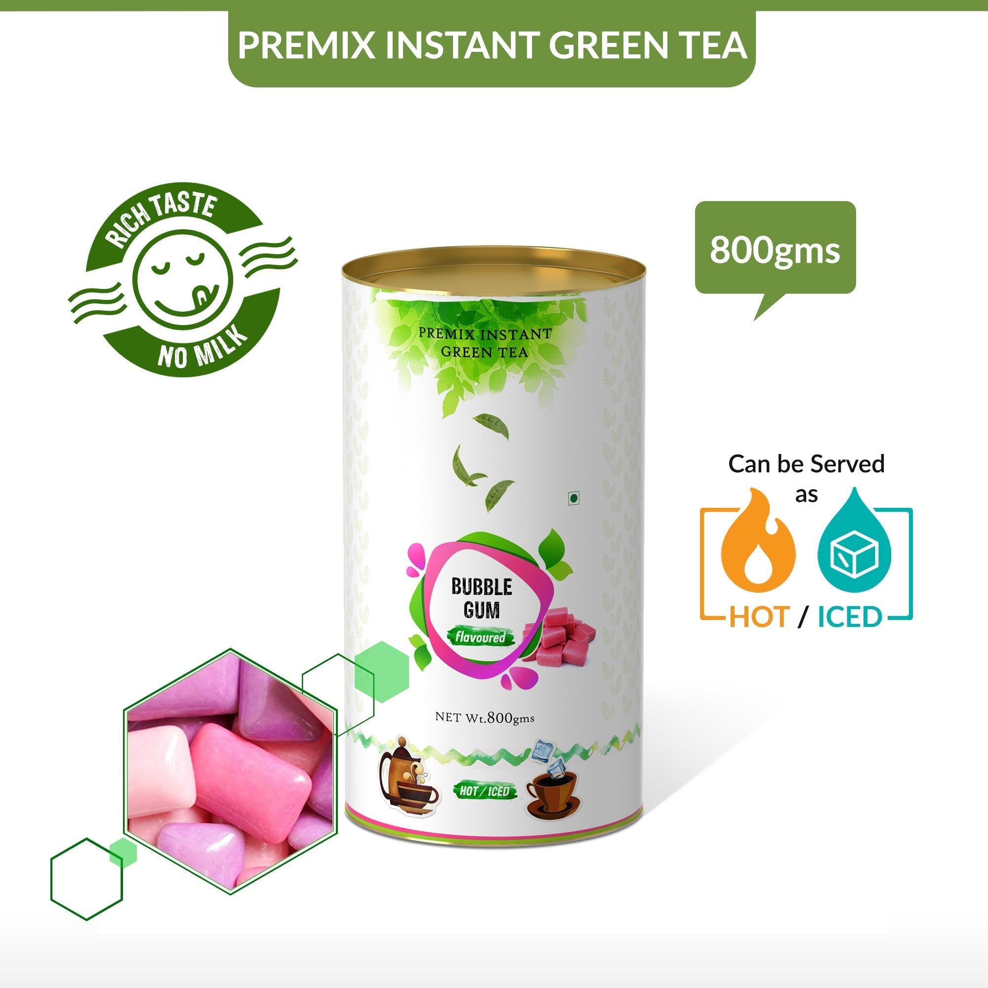 Bubblegum Flavored Instant Green Tea
