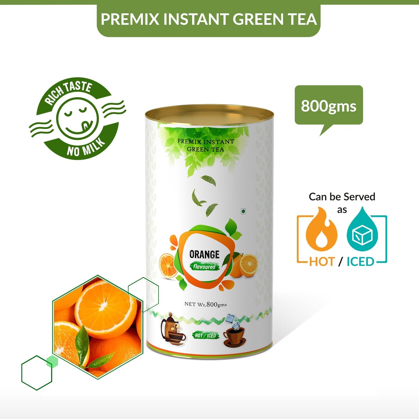 Orange Flavored Instant Green Tea