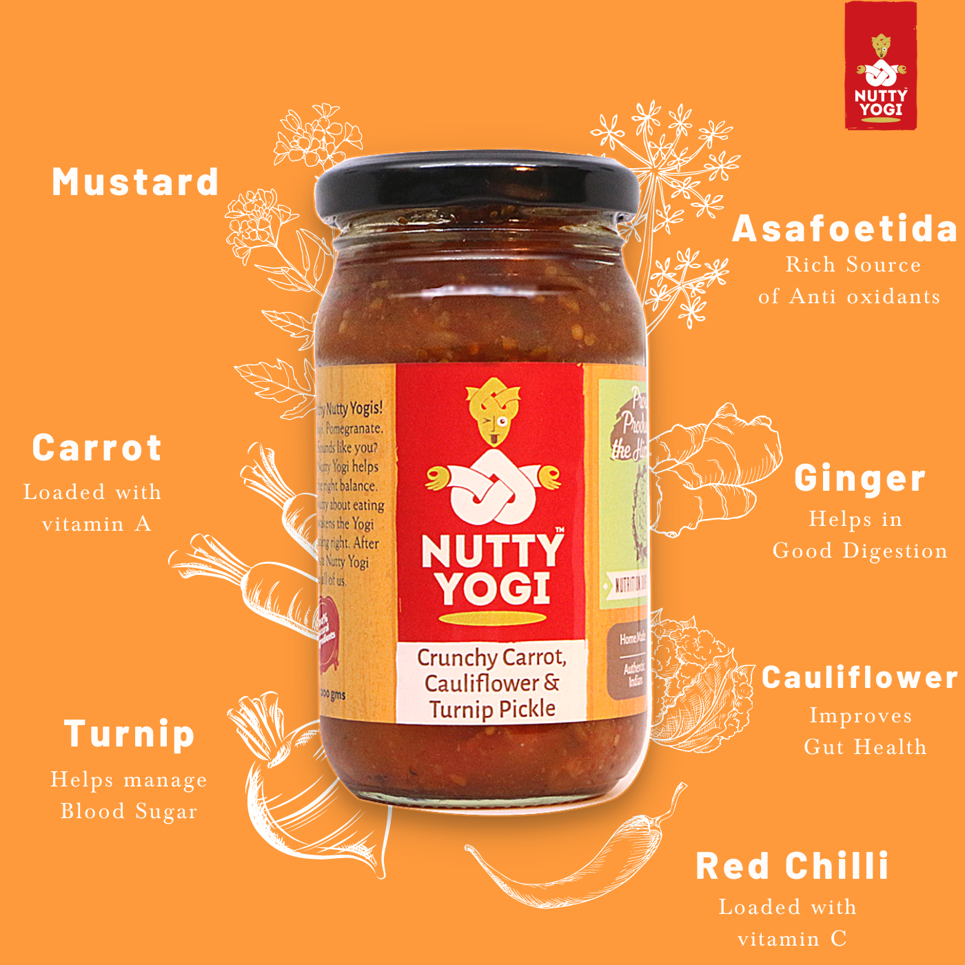 Nutty Yogi Crunchy Carrot, Cauliflower and Turnip Pickle 200g