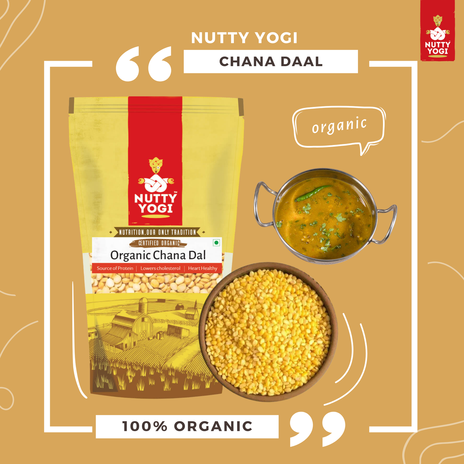 Nutty Yogi Organic Chana Daal 500 gm