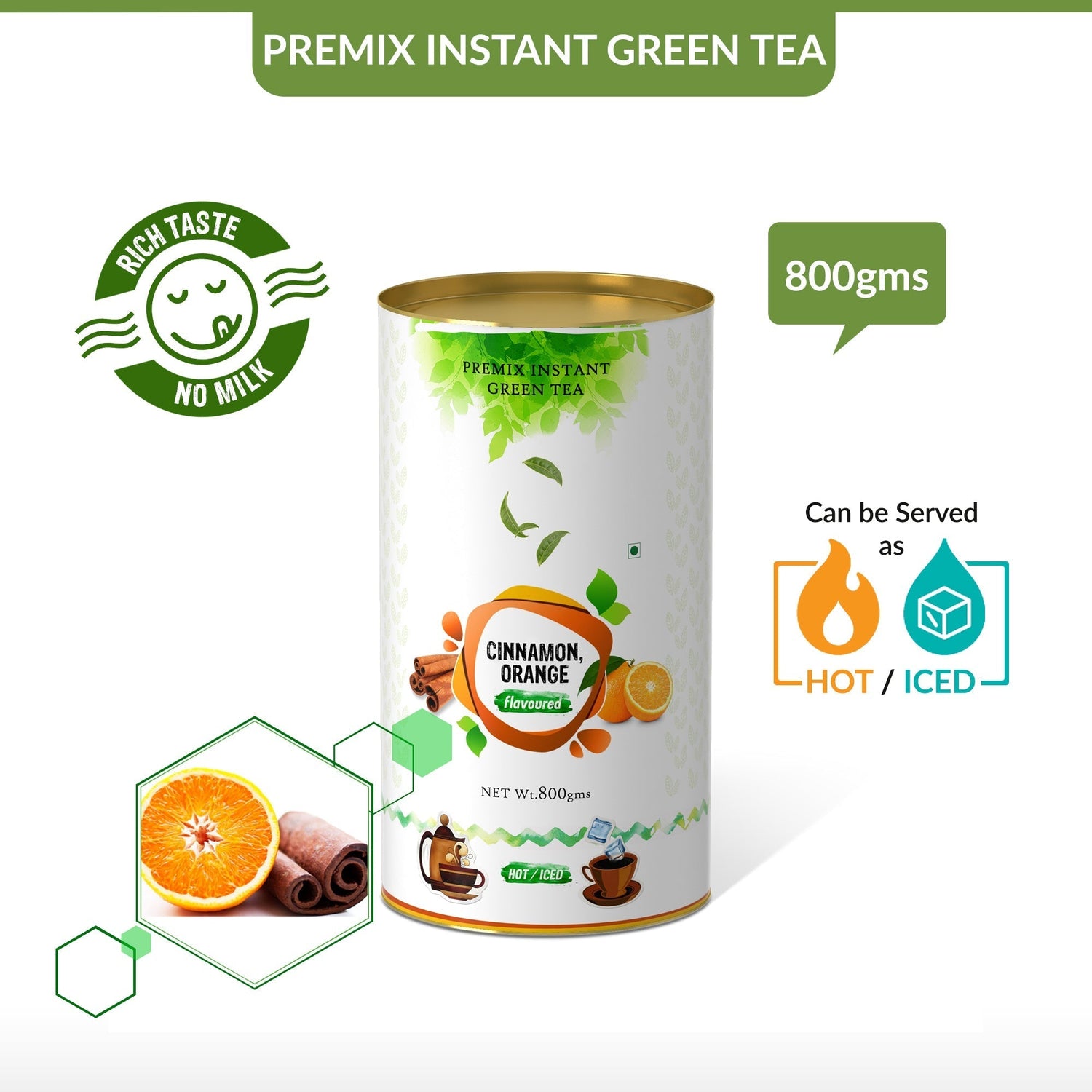 Cinnamon Orange Flavored Instant Green Tea