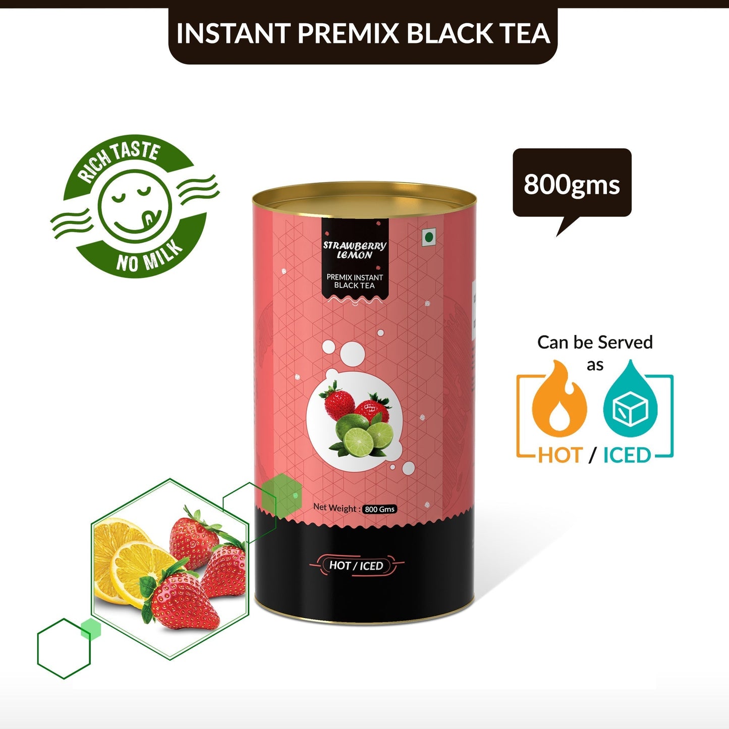 Strawberry Lemon Flavored Instant Black Tea