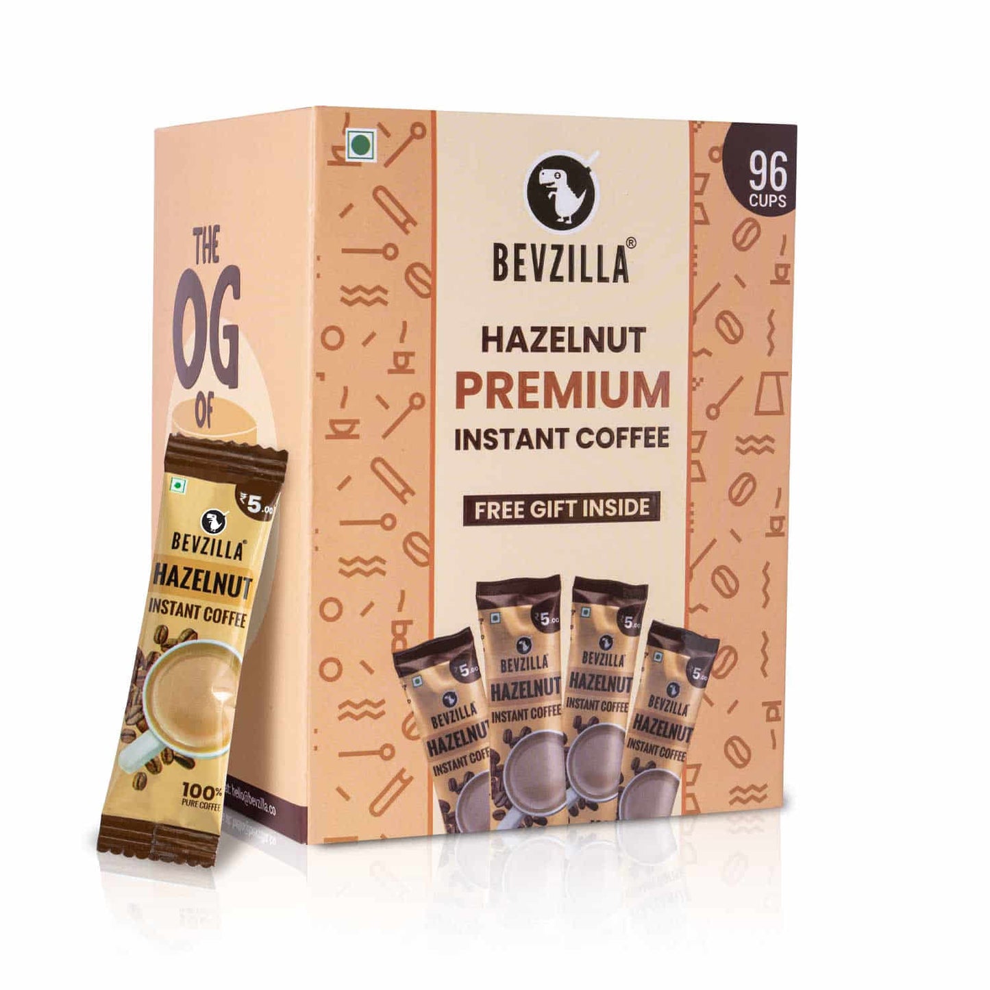 96 Hazelnut Coffee Sachets Box (Free Coffee Sachet Inside)