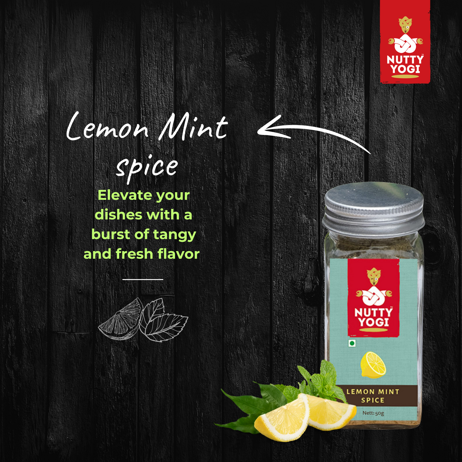 Nutty Yogi Lemon Mint Spice - 50 gm