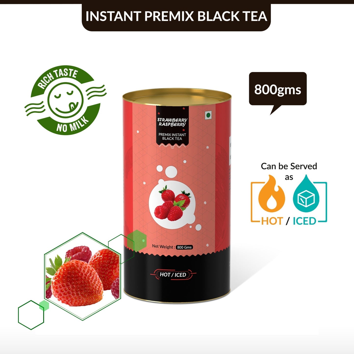 Strawberry & Rasberry Flavored Instant Black Tea