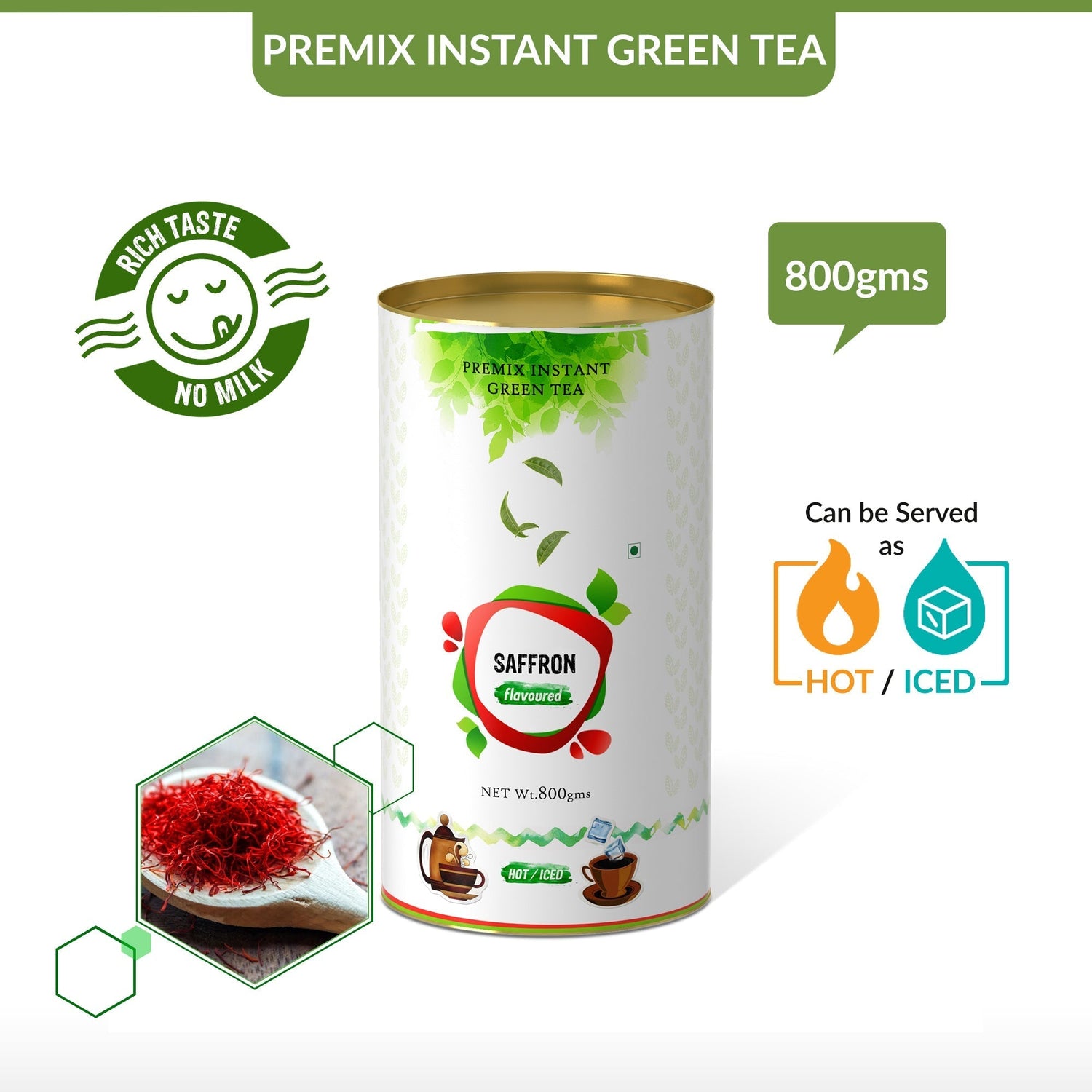 Saffron Flavored Instant Green Tea