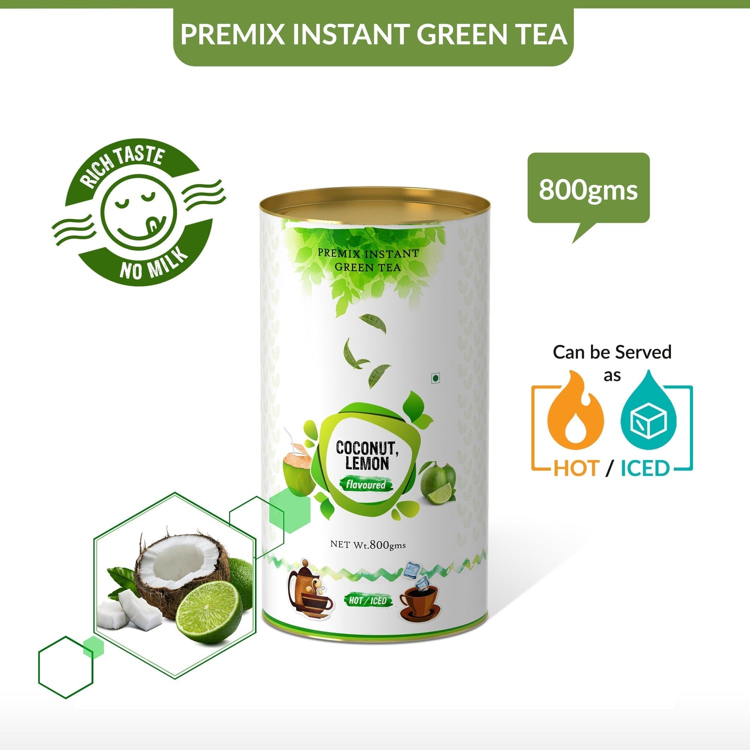 Coconut Lemon Flavored Instant Green Tea