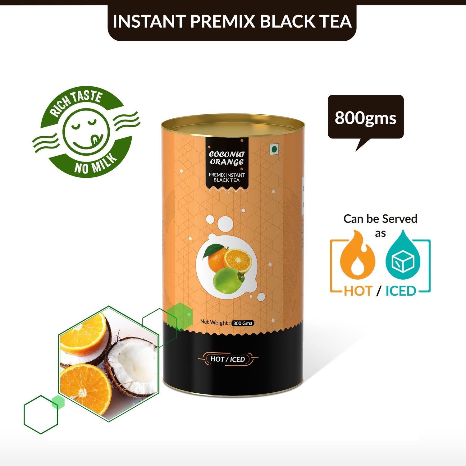 Cococnut Orange Flavored Instant Black Tea