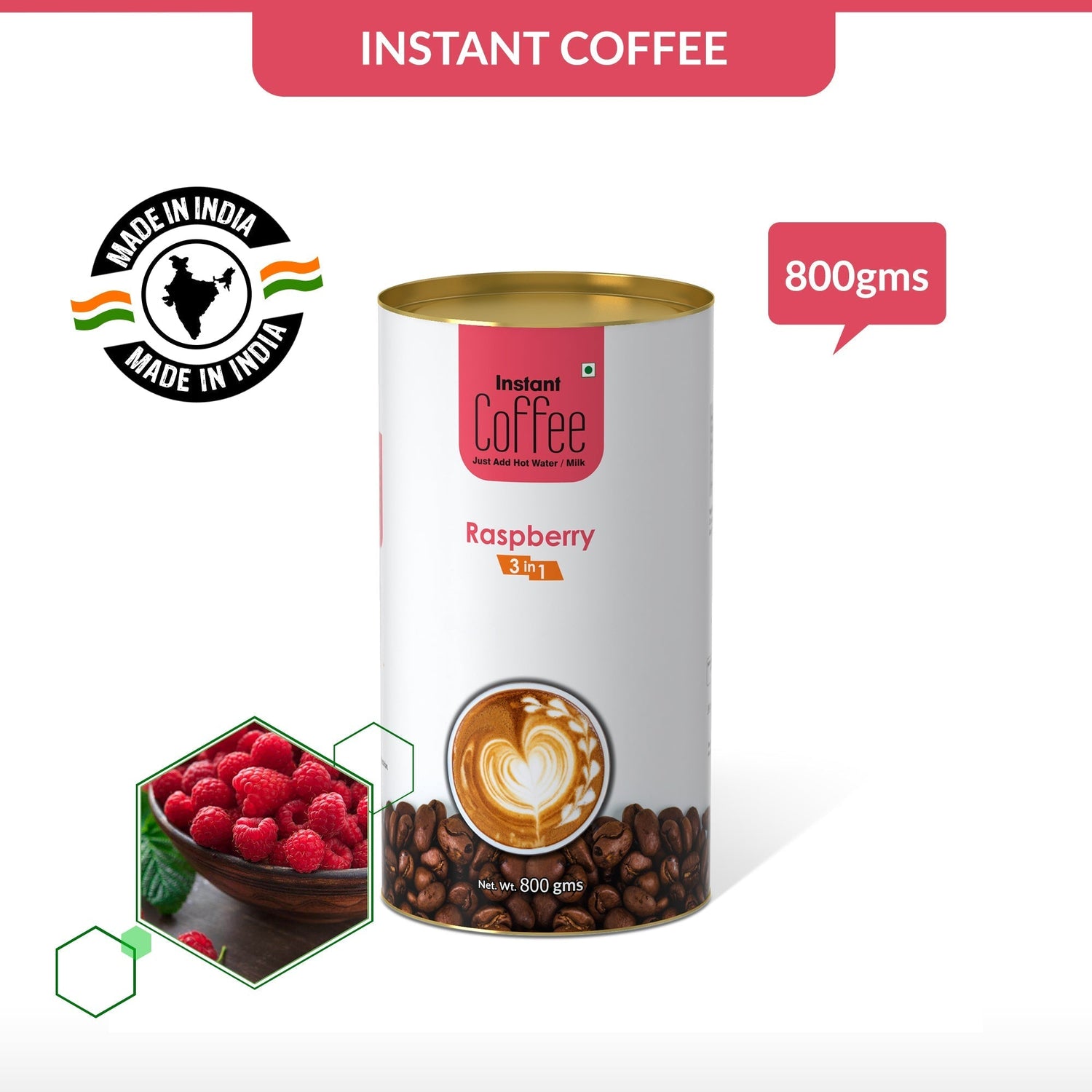 Raspberry Instant Coffee Premix (3 in 1)