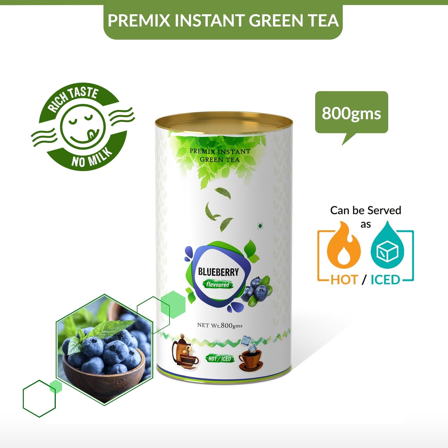 Blueberry Flavored Instant Green Tea