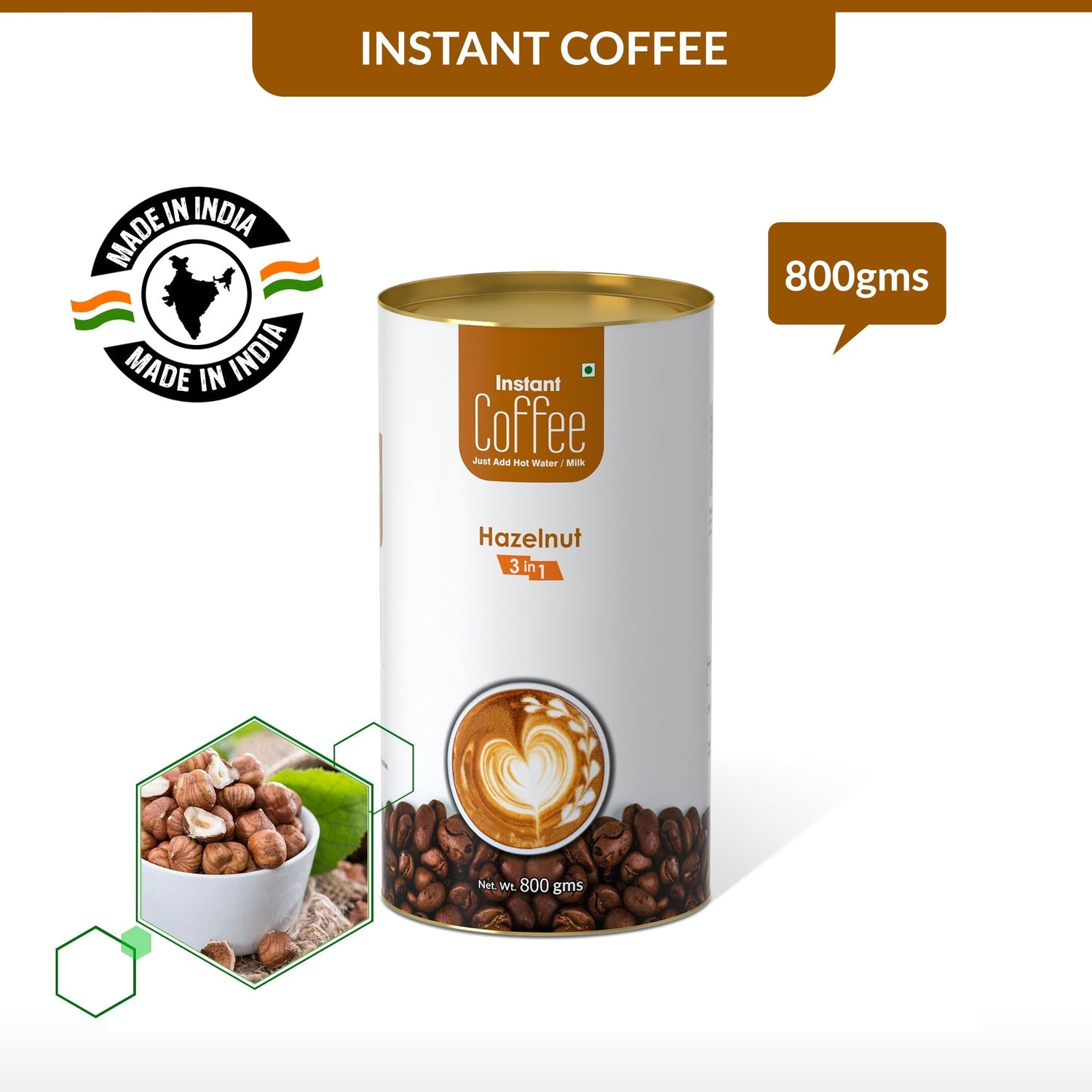 Hazelnut Instant Coffee Premix (3 in 1)