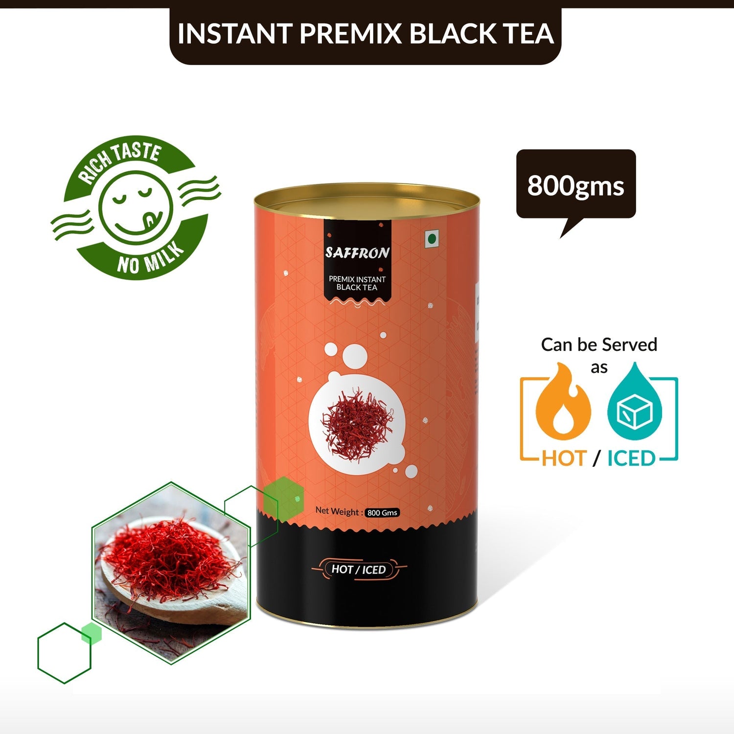 Saffron Flavored Instant Black Tea