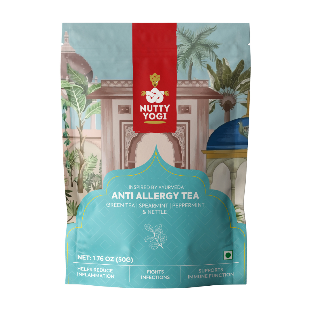 Nutty Yogi Anti Allergy Tea | Herbal Green Tea with Spearmint, Peppermint and Nettle Leaves I 50g