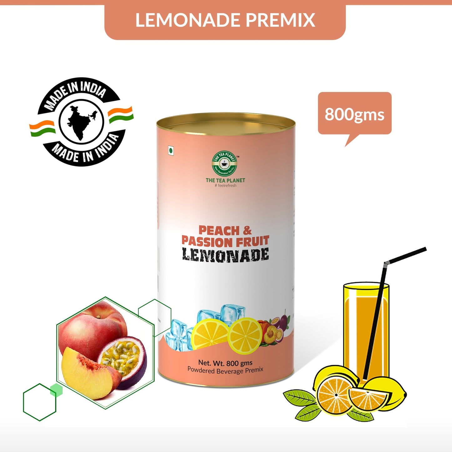 Peach & Passion Fruit Lemonade Premix - 250 gms