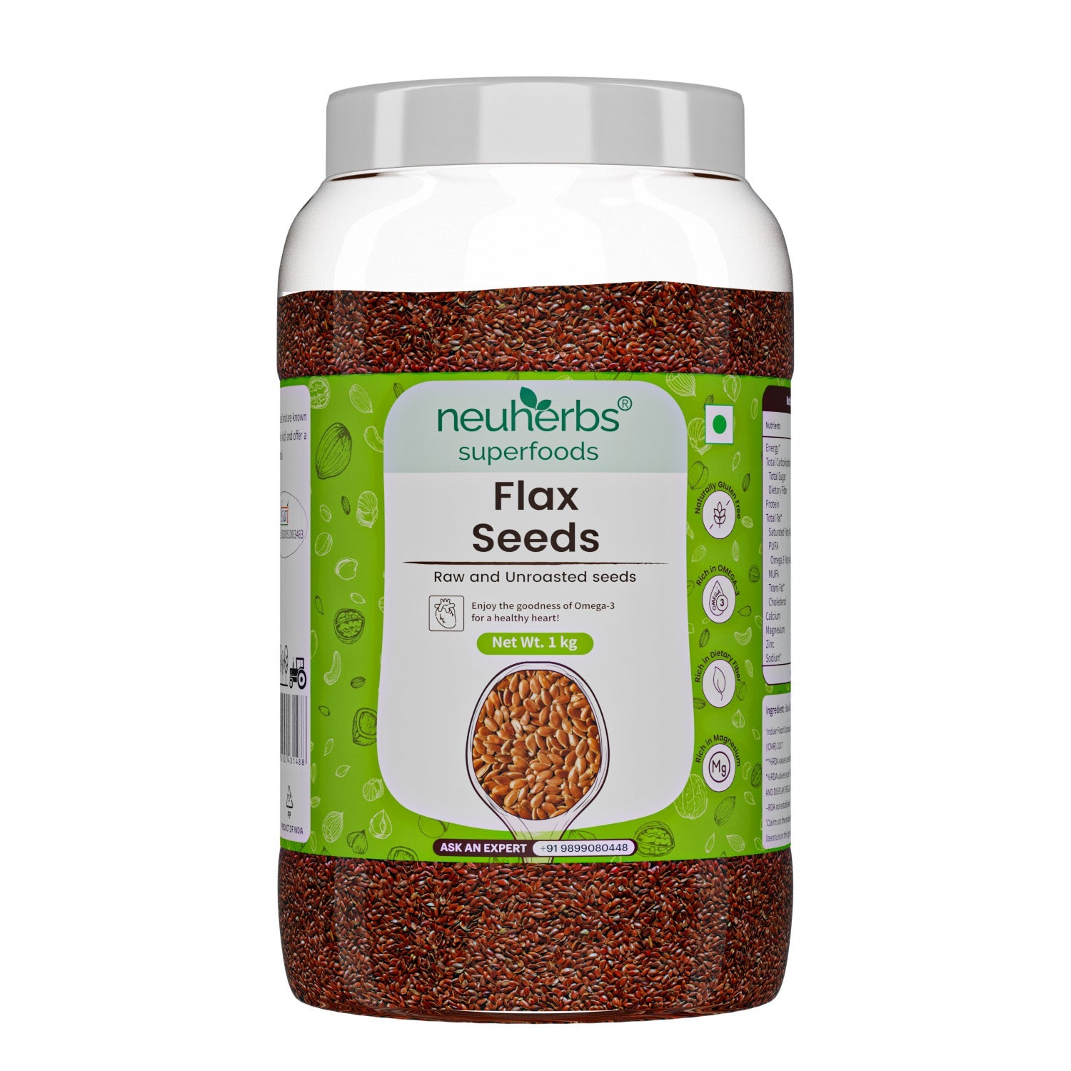 Raw Unroasted Flax Seeds naturally rich in Omega-3 fatty acids Helps in cholesterol levels, weight loss or management and strong Bones