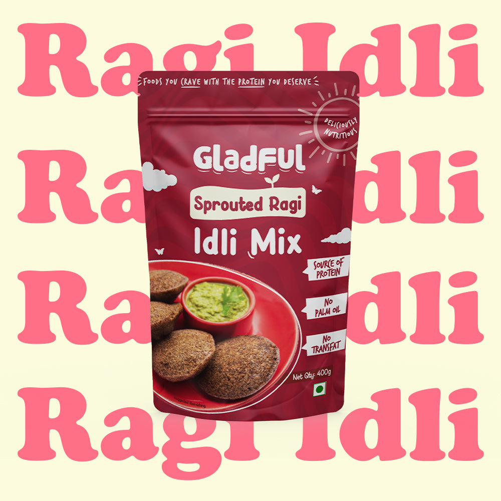 Gladful Sprouted Ragi Instant Idli Mix - 400 gms - Veeha Foods