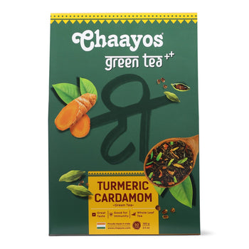 Chaayos Turmeric Cardamom Green Tea | Whole Leaf Loose Tea | Immunity Boosting - 100g [50 Cups]