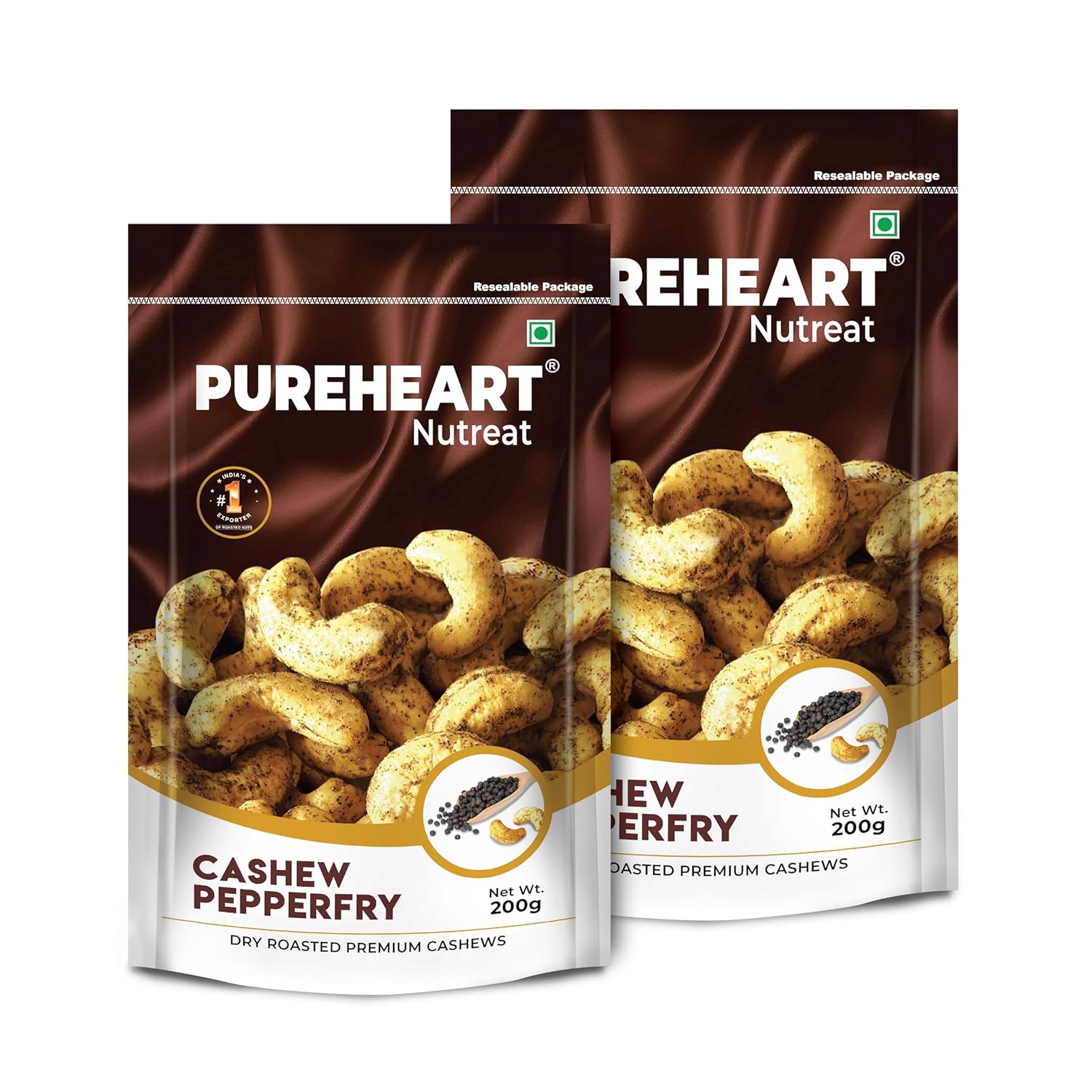 Pureheart Nutreat Pepperfry Cashews  Inspired by Iconic Malabar Dish, Premium Salted Black Pepper Cashew Nuts/Kaju Dry Fruit, Roasted Cashews with Aroma & Freshly Ground Pepper