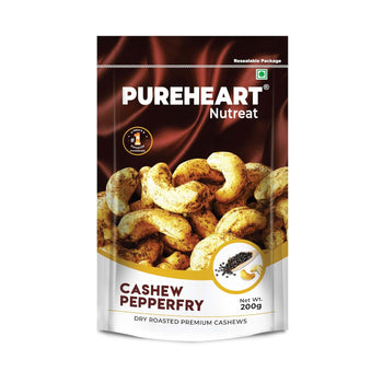 Pureheart Nutreat Pepperfry Cashews  Inspired by Iconic Malabar Dish, Premium Salted Black Pepper Cashew Nuts/Kaju Dry Fruit, Roasted Cashews with Aroma & Freshly Ground Pepper