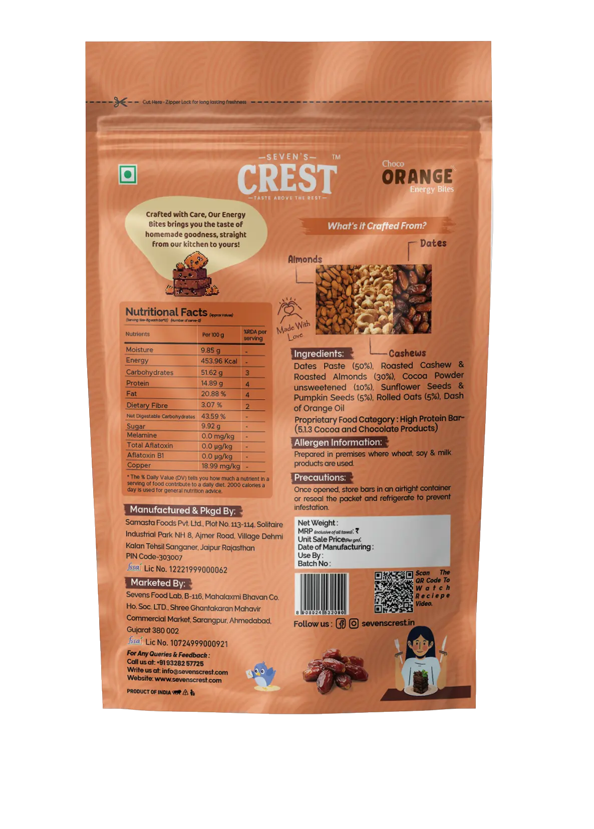 Choco Orange Energy Bites 180 gm