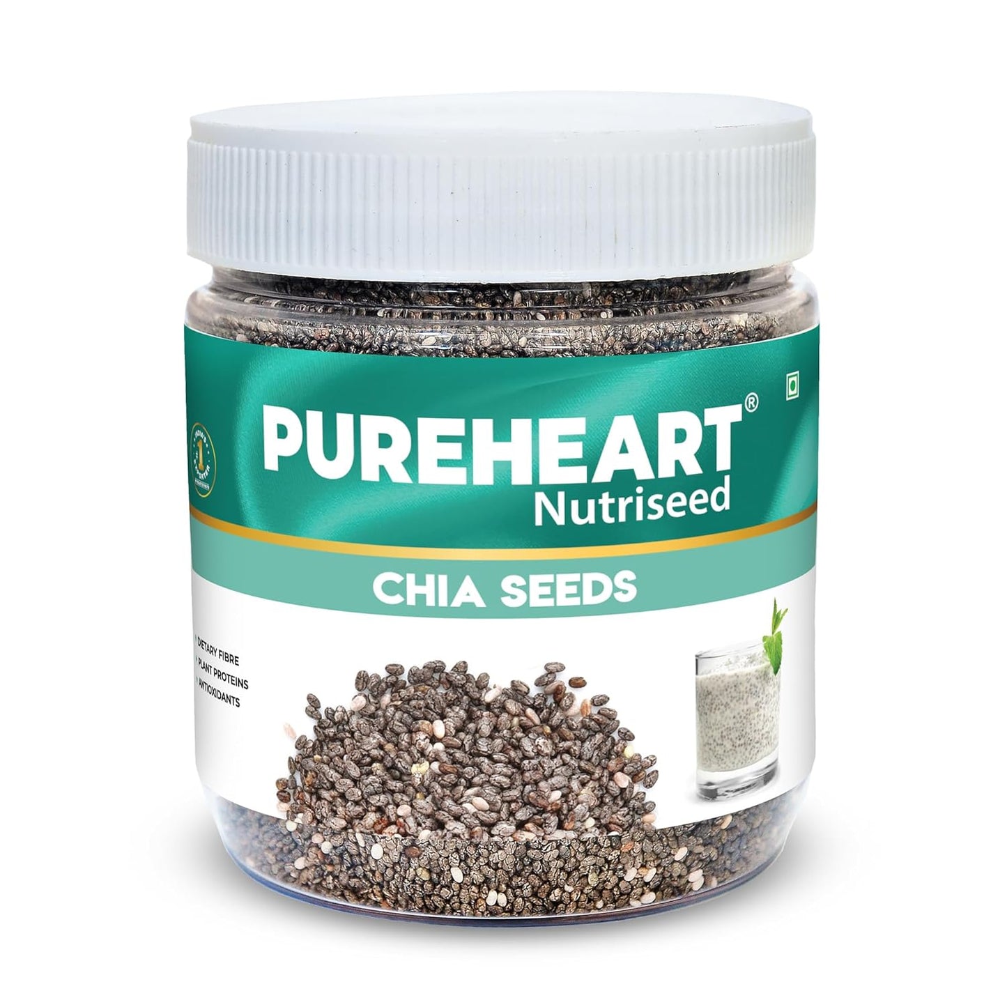 Pureheart Raw Chia Seeds | Chia Seeds for Weight Management | Rich in Calcium, Protein, Fiber, Omega-3 and Antioxidant | Seeds for Eating | Diet Snack | Naturally Sourced