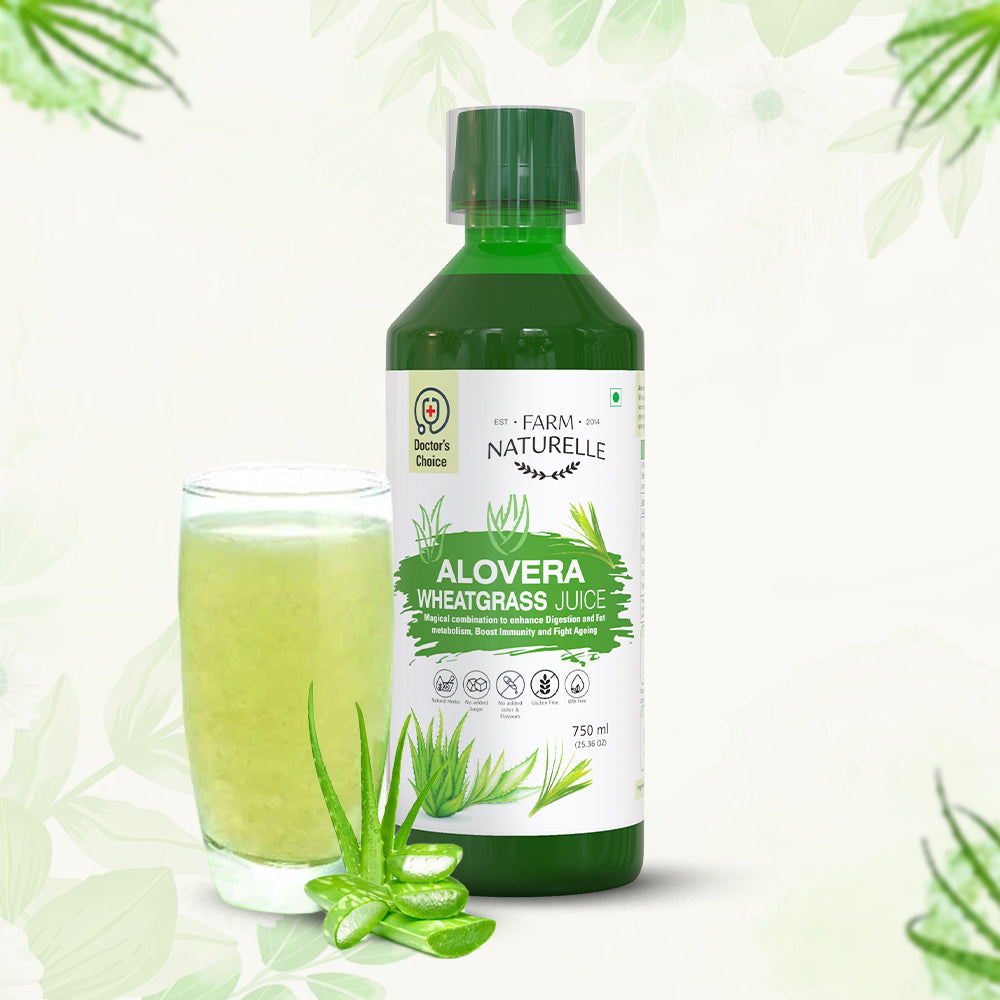 Aloevera Wheatgrass Juice 100% Pure Herbal Concentrated (Extra Fiber in Gel Form) Aloevera Wheatgrass Gel/Juice