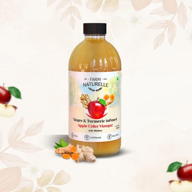 Organic Apple Cider Vinegar with Mother and Apple Cider Infused Ginger and Turmeric