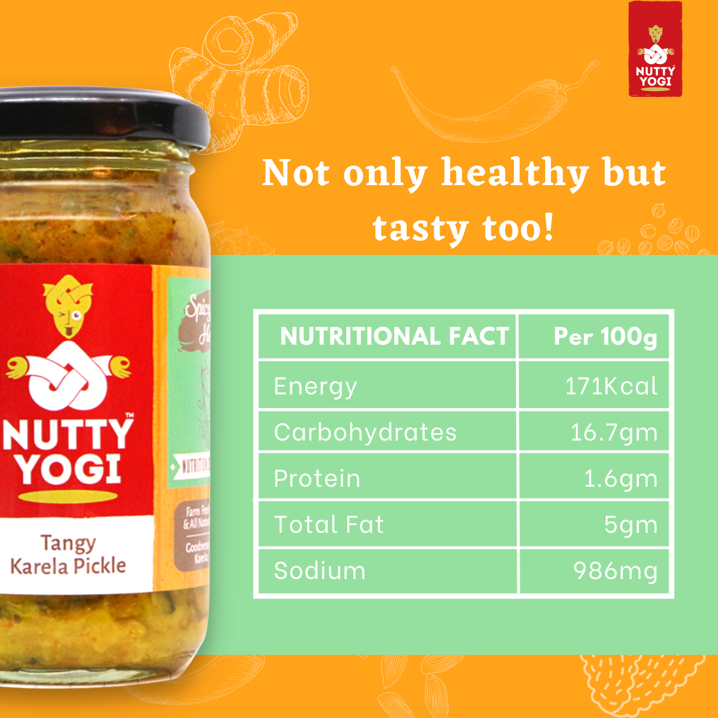 Nutty Yogi Tangy Karela Pickle 200g