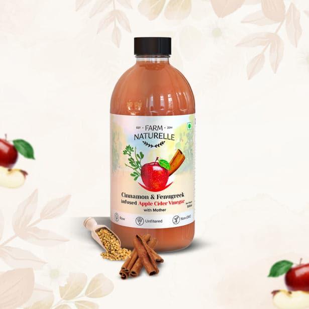 Organic Apple Cider Vinegar with Mother and Infused Cinnamon & Fenugreek