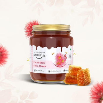 Eucalyptus Flower Wild Forest Honey | 100% Pure Honey | Wooden Spoon| Raw, Natural, Unprocessed & Unheated Honey | Lab Tested Honey in Glass Bottle.