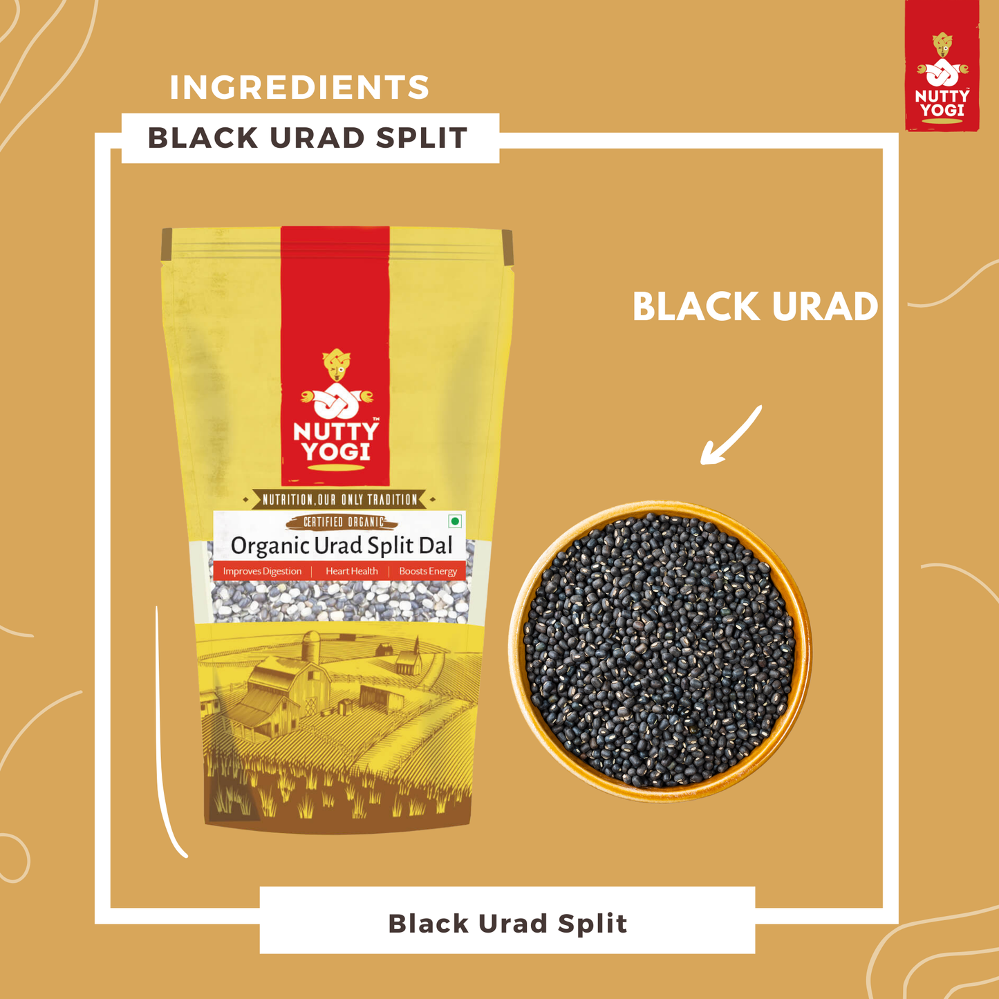 Nutty Yogi Organic Black Urad Split 500 gm