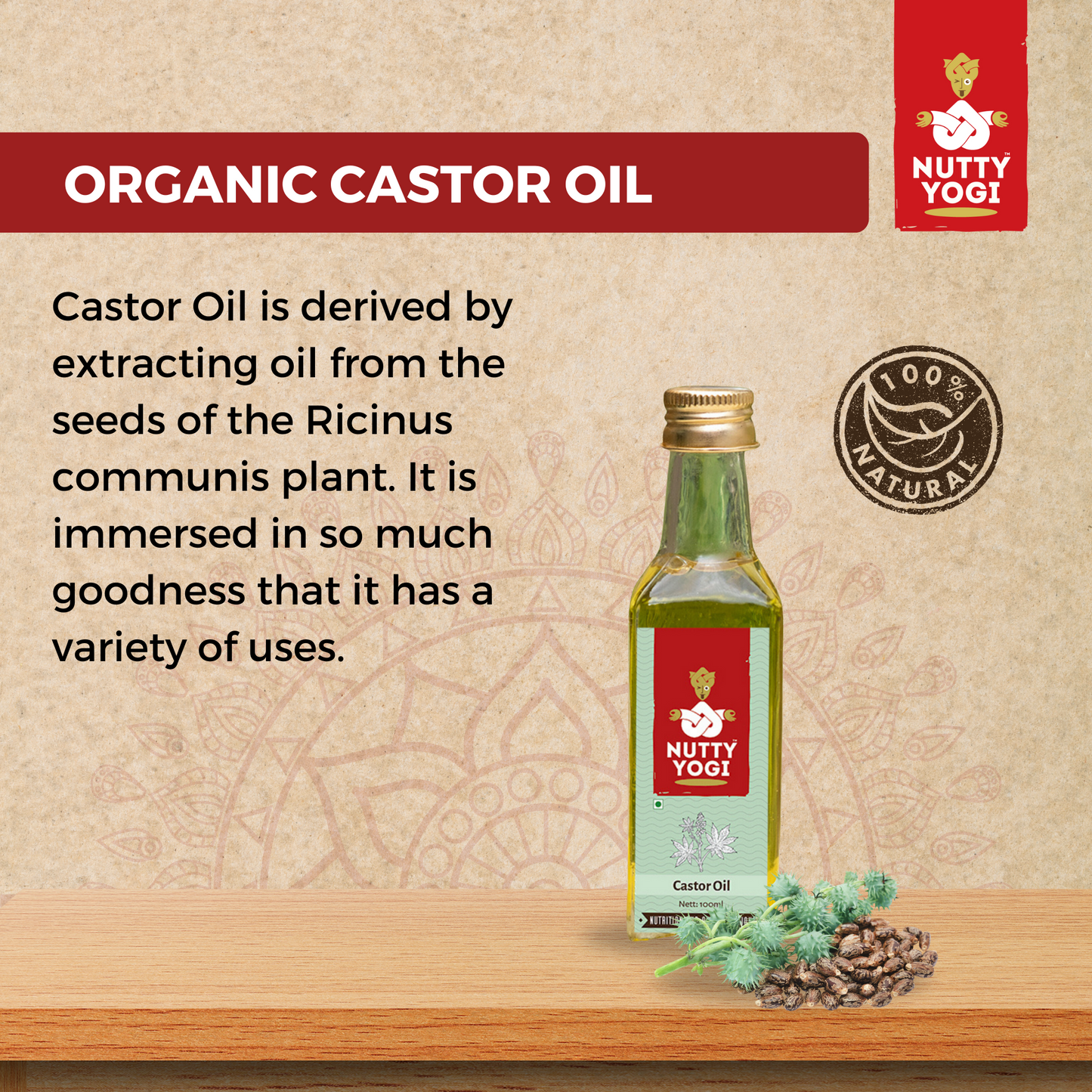 Nutty Yogi Cold-pressed Organic Castor Oil 100g