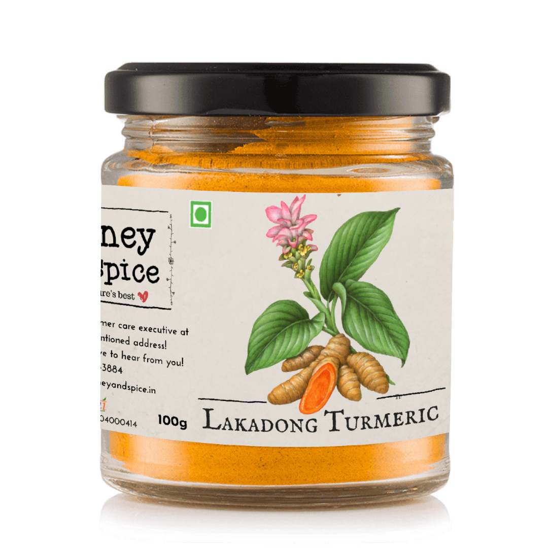Honey and Spice Lakadong Turmeric Powder - 100 gms - Veeha Foods