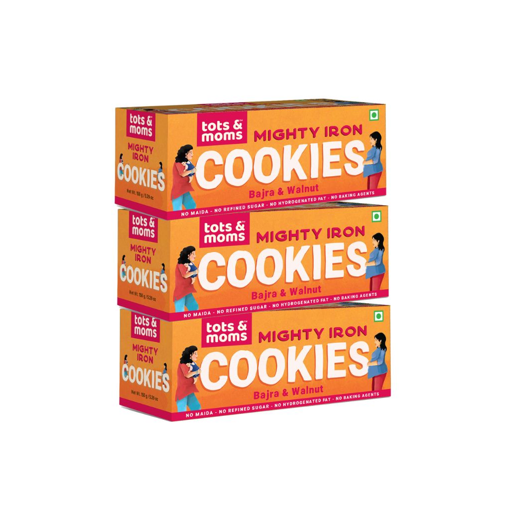 Healthy & Nutritional Mighty Iron Cookies for Moms - Bajra & Walnut - Pack of 3 - 150g Each