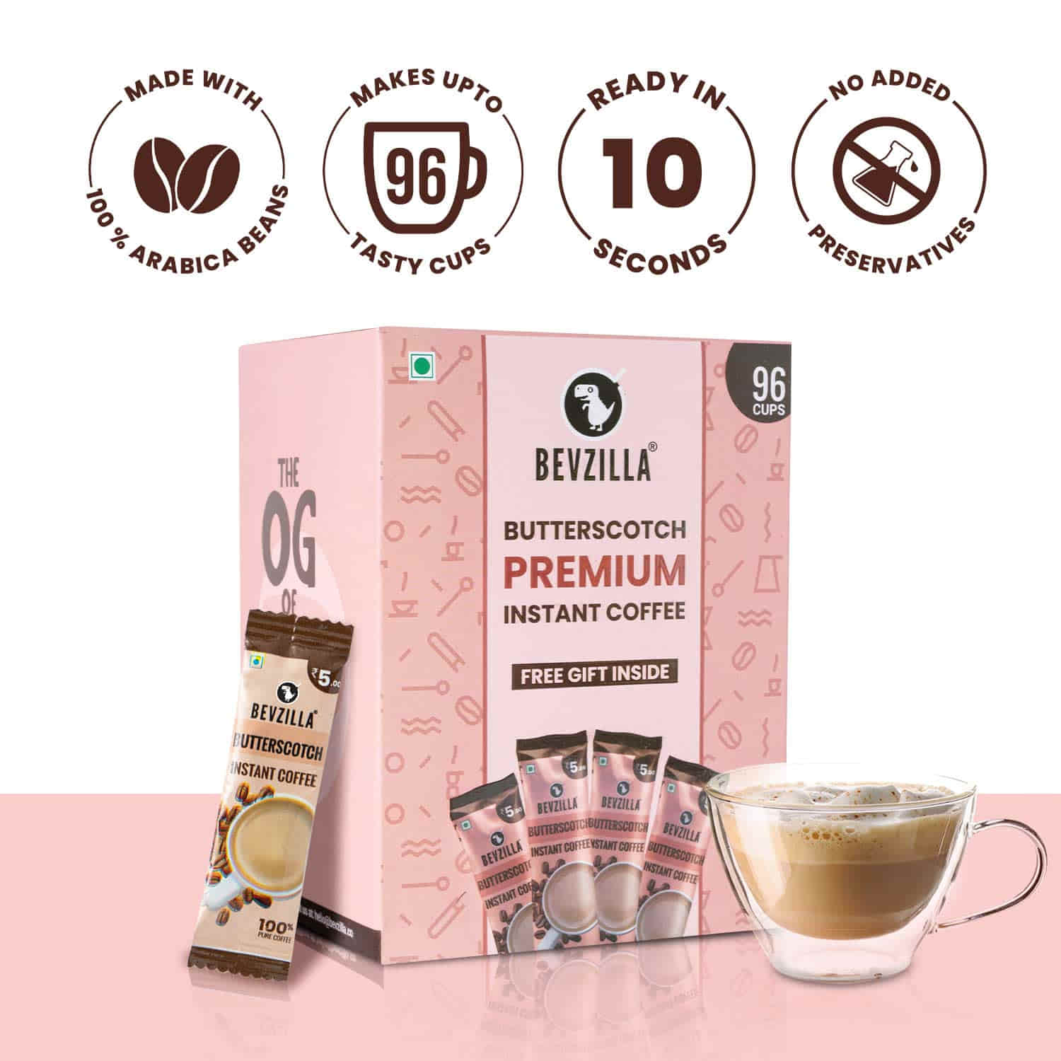 96 Butterscotch Coffee Sachets Box (Free Coffee Sachet Inside)