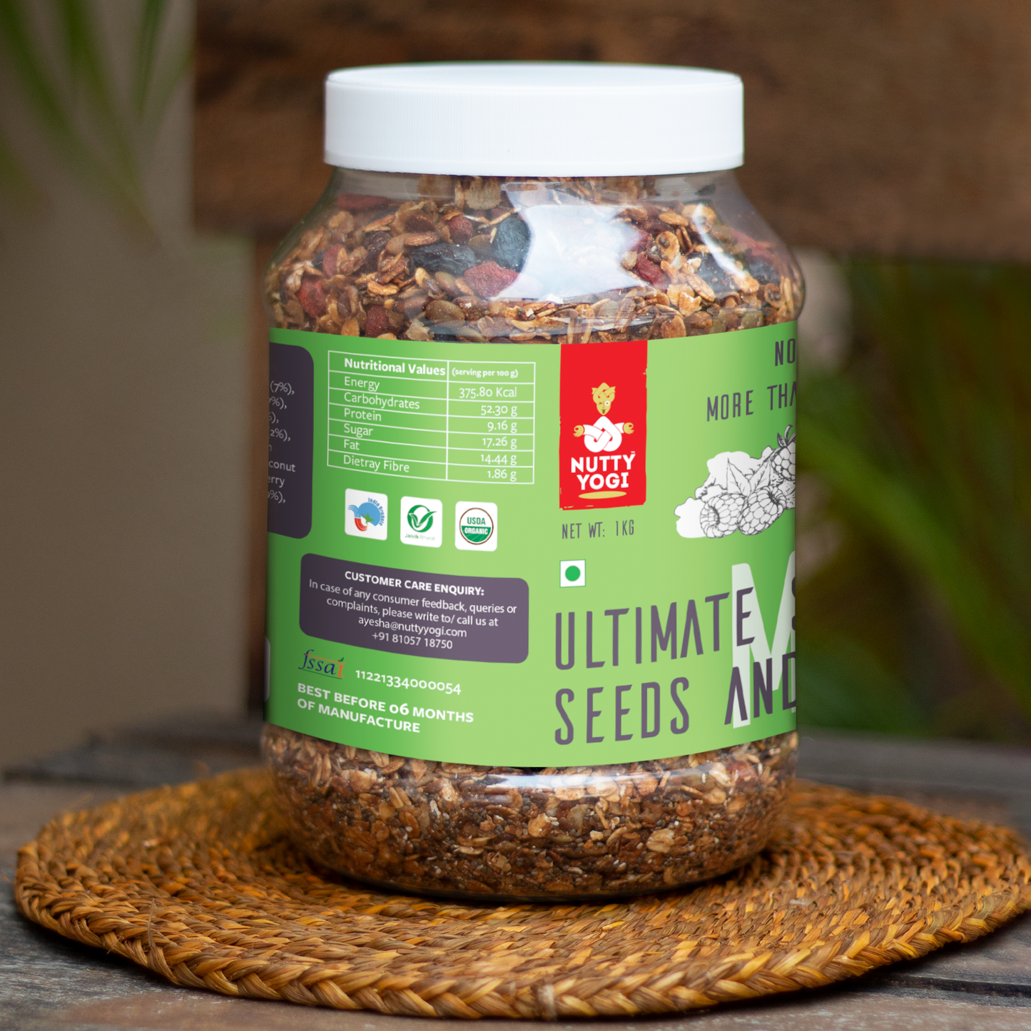 Nutty Yogi Ultmate Super & All Berries Muesli | Contains 45% Nuts & Seeds I No Added Sugar I No Preservative 1kg Jar