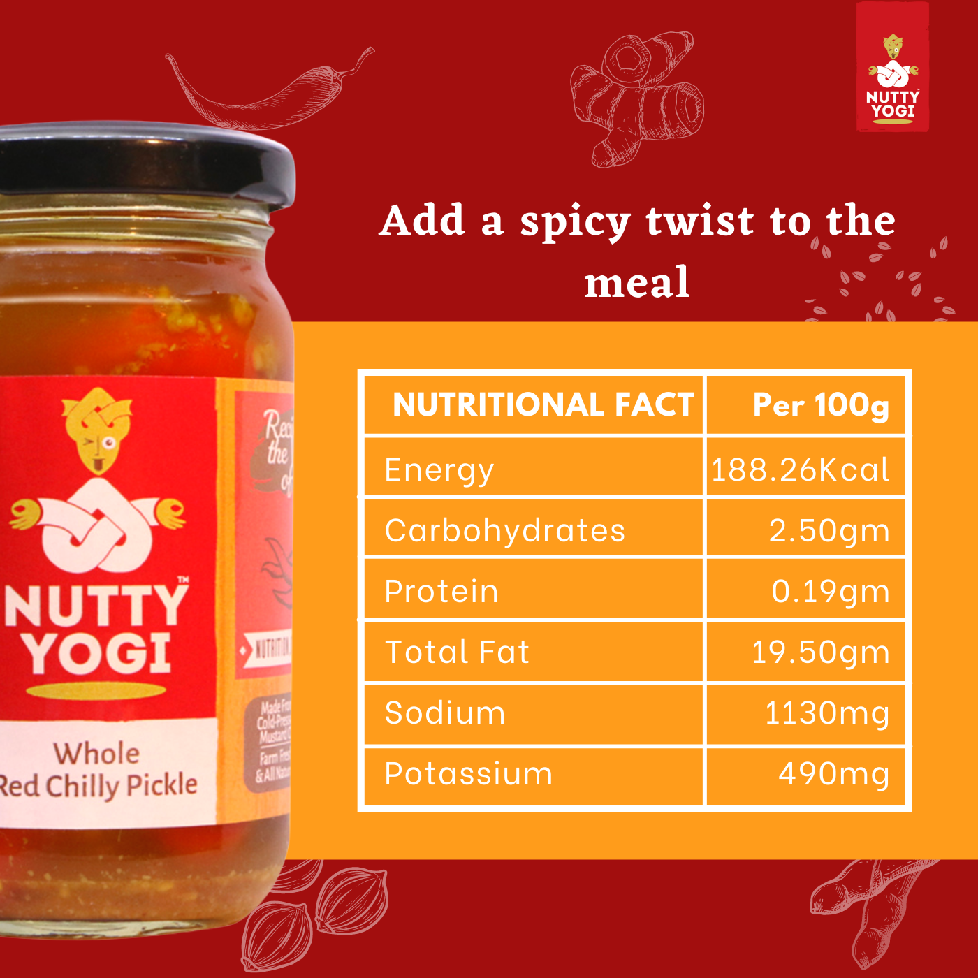 Nutty Yogi Athana Whole Red Mirchi Pickle 200g