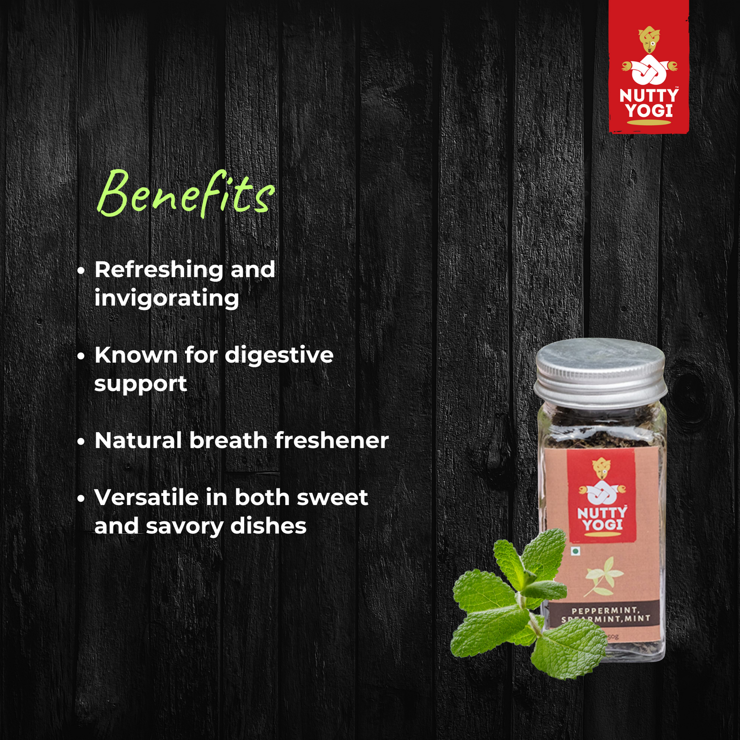 Nutty Yogi Peppermint, Spearmint & Mint - 35 gm