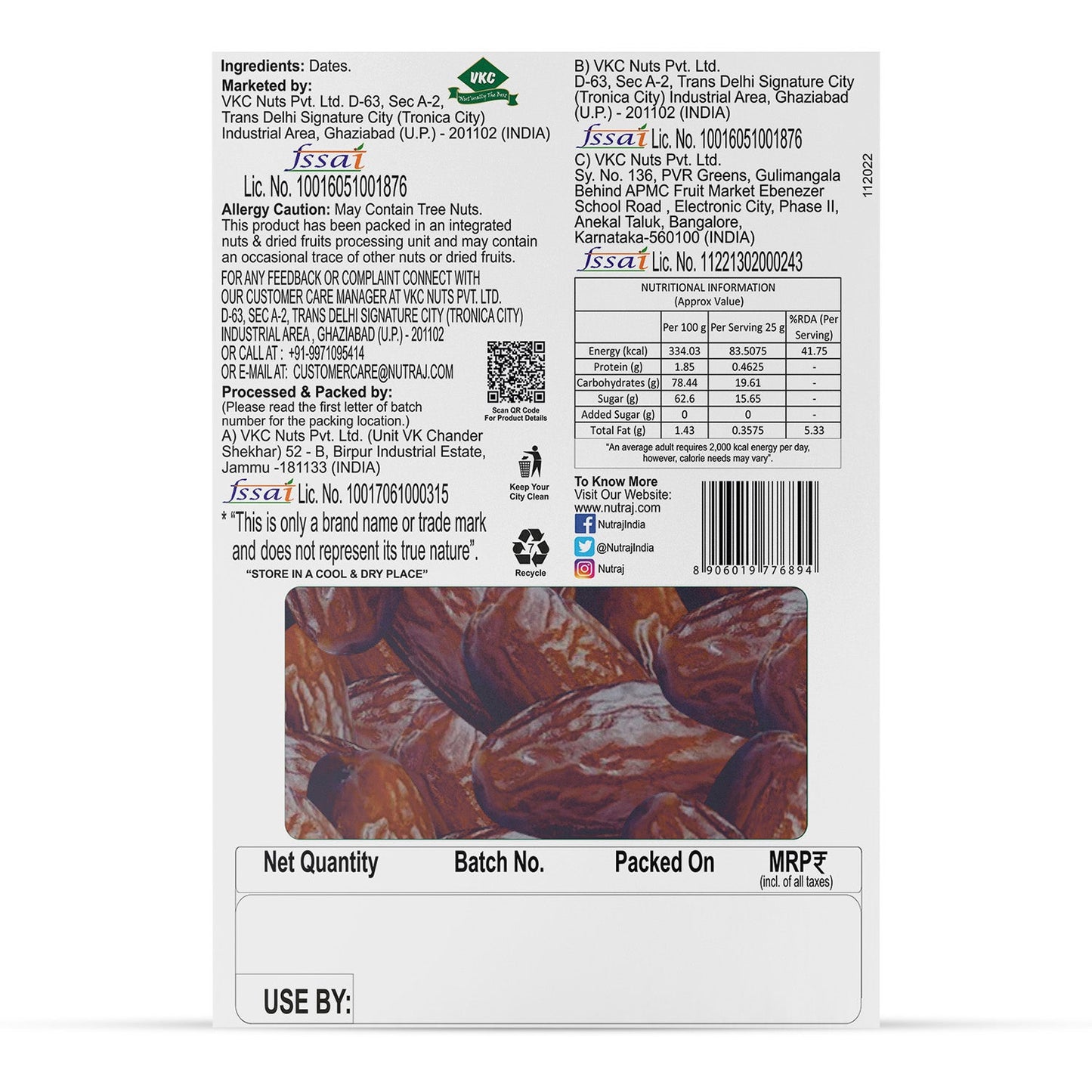 Nutraj Kalmi Dates (khajoor) 500gm