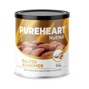 Pureheart Dry Roasted Nutreat Salted Almonds  Natural Premium California Almond Nuts/Dry Fruit, Crunchy & Delicious Almonds - Resealable Pouch