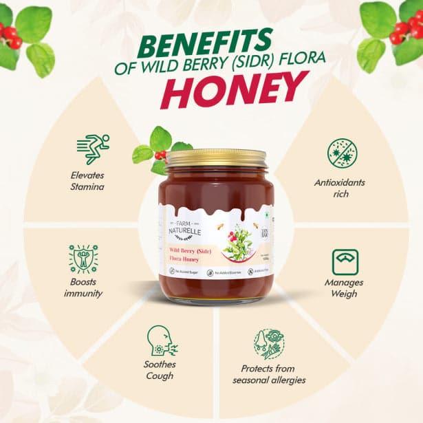 Wild Berry Flower Wild Forest Honey | 100% Pure Honey | Wooden Spoon| Raw, Natural, Unprocessed & Unheated Honey | Lab Tested Honey in Glass Bottle.