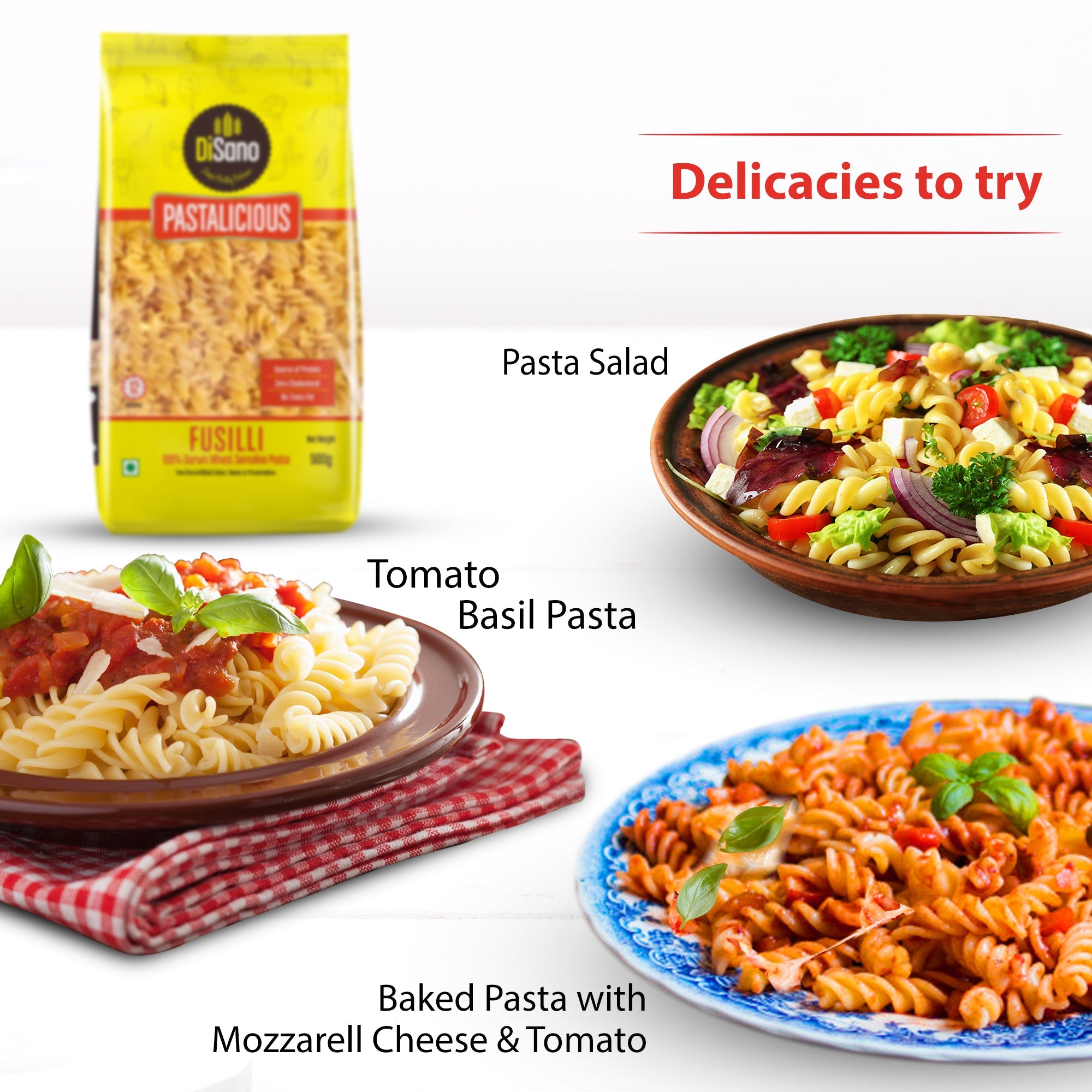 Disano Pastalicious Durum Wheat Fusilli Pasta - 500 gms - Veeha Foods